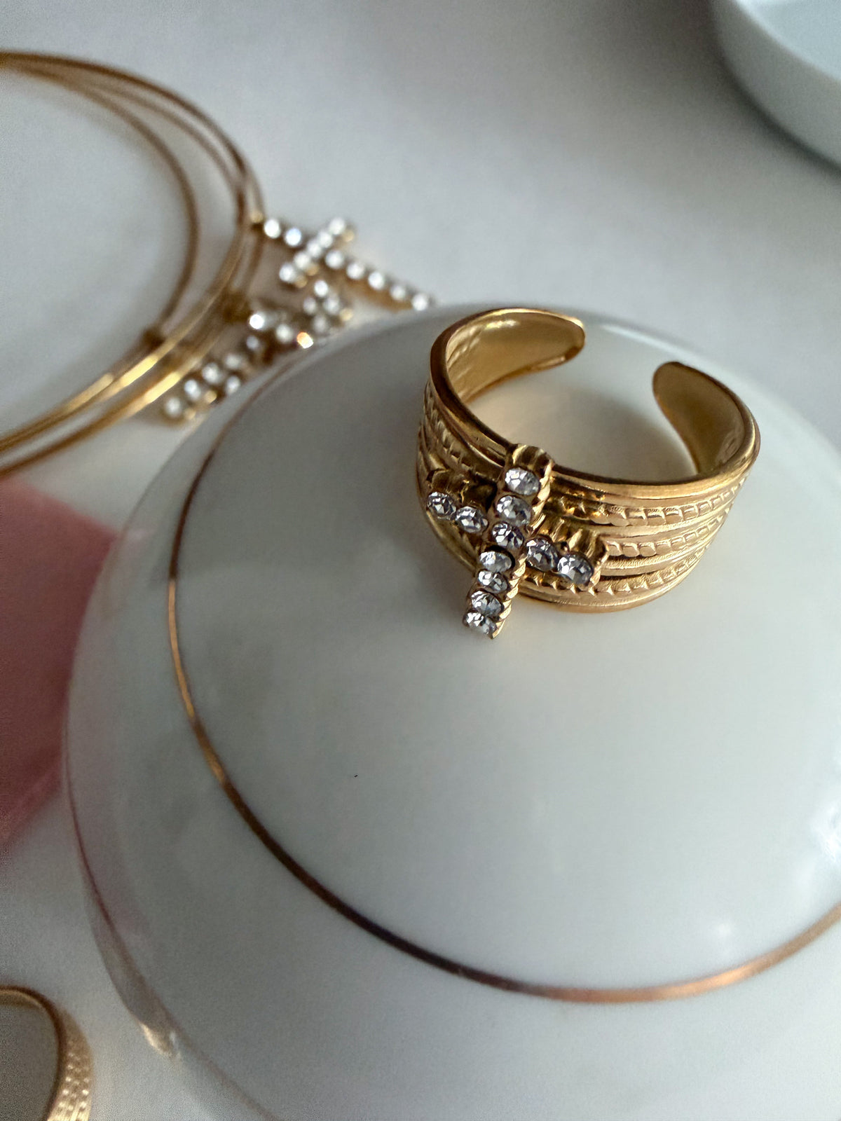 Crystal Cross Ring