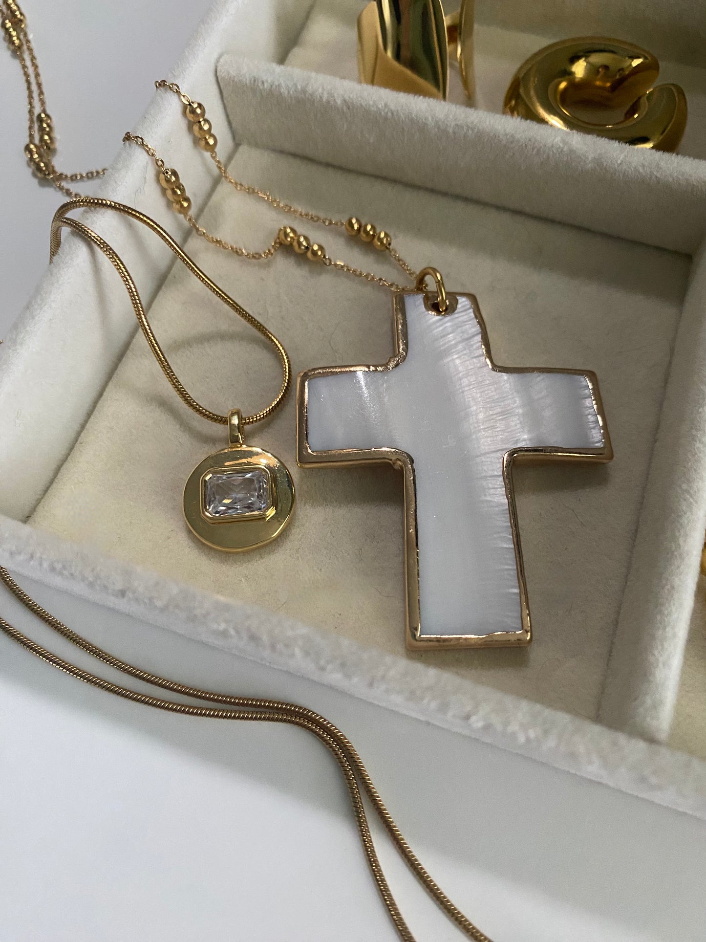 White Cross Necklace