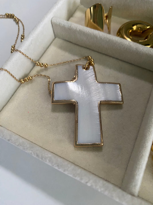 White Cross Necklace