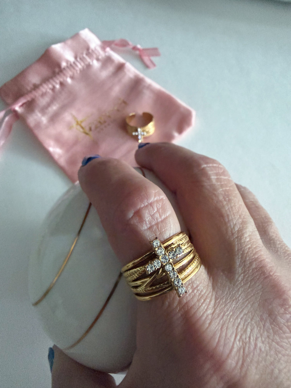 Crystal Cross Ring