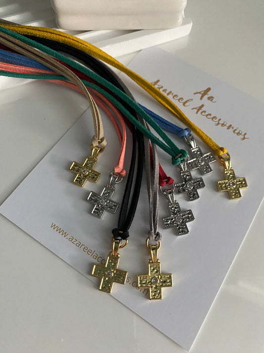 Leather Cross Silver